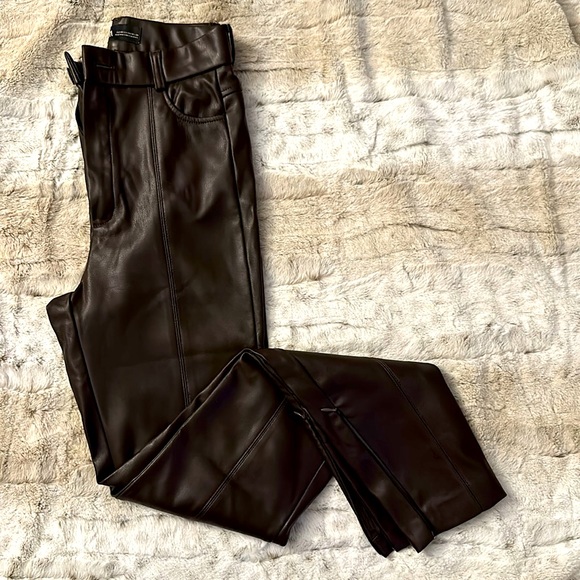 Zara Vegan Leather Pants with ankle slits - Picture 1 of 4